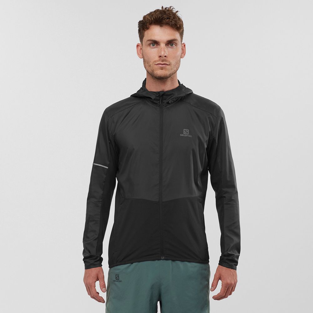 Salomon Singapore Mens Jackets - AGILE WIND Black | 62048-BZYU